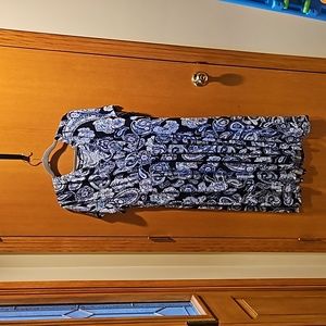 Croft And Barrow, women's dress, black with blue design, size xl,